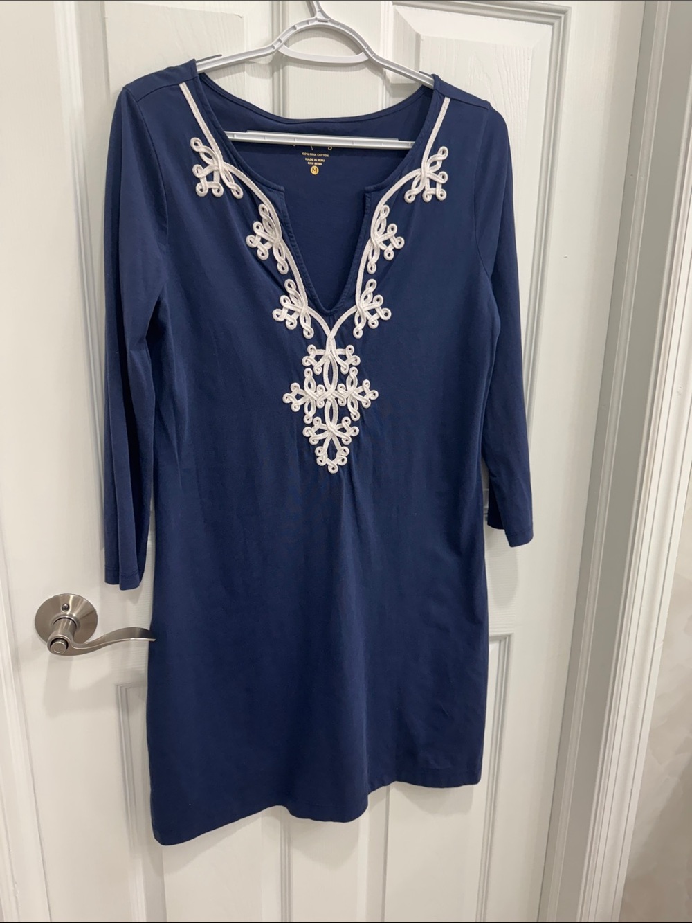 Lilly Pulitzer Navy Midi Dress with White Embroidery